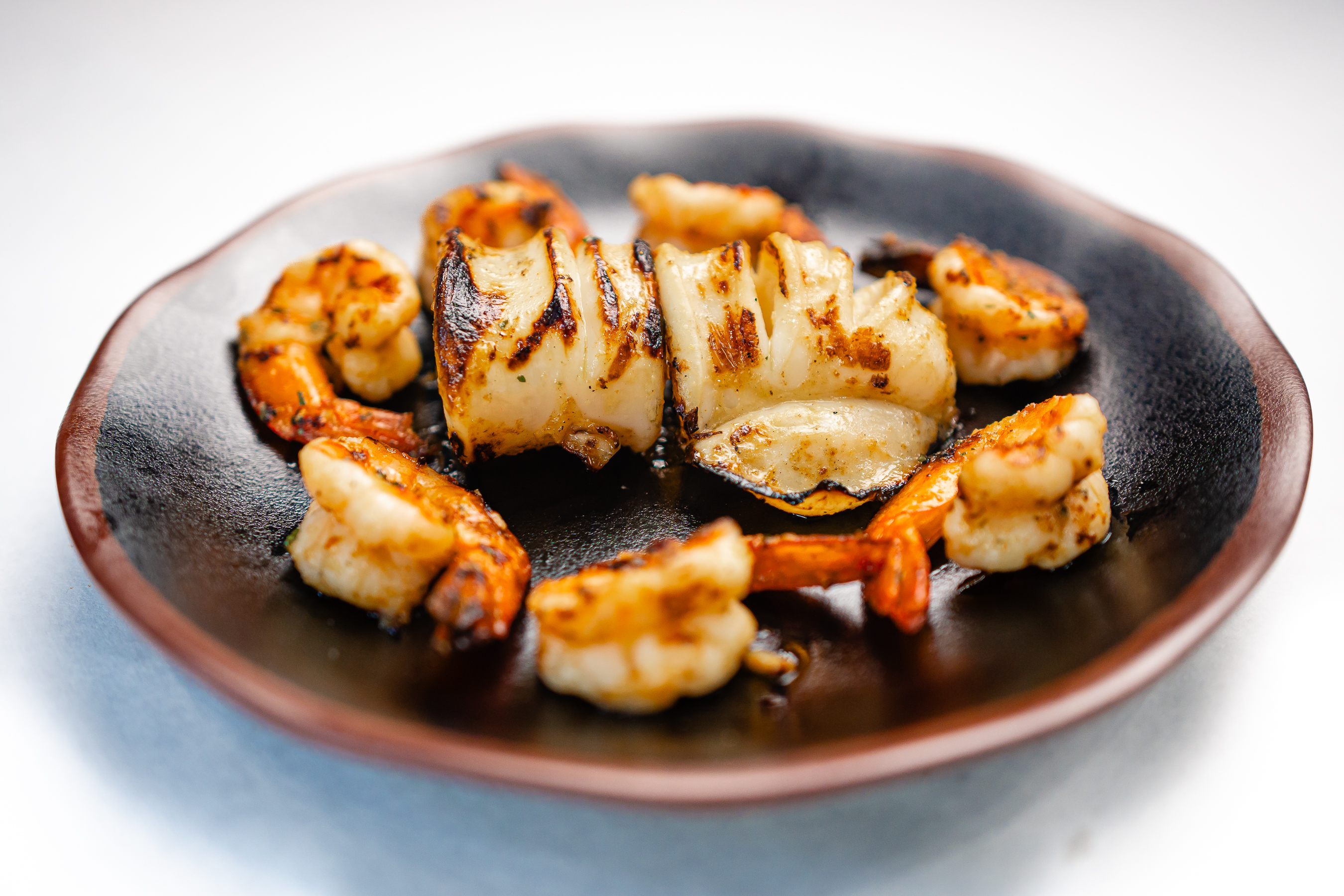 Mixed Grilled Calamari and Shrimp at Hamido Seafood, Astoria